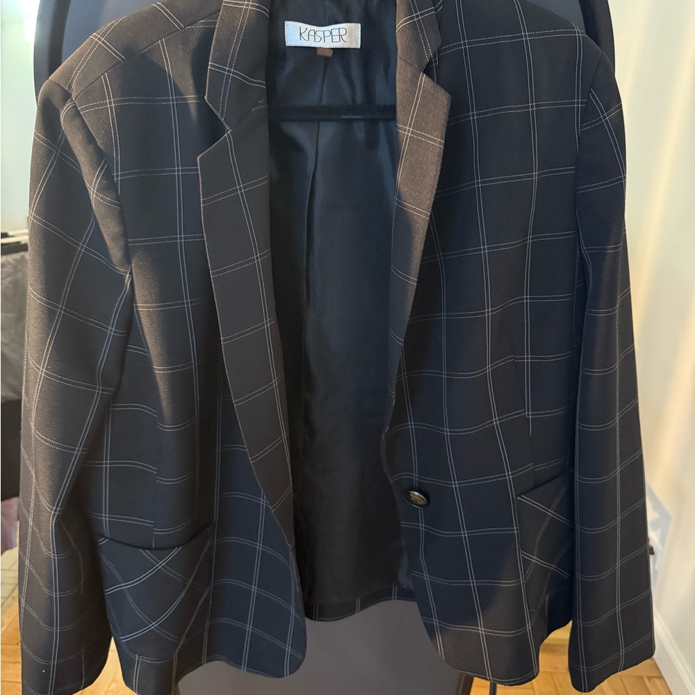 Kasper Black Windowpane Blazer